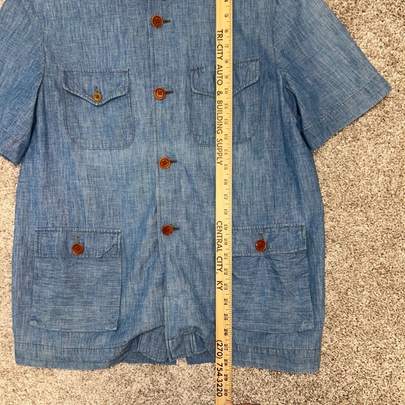 Mister Freedom Le Continental Chambray‎ Shirt Men Size Large Blue Button - Picture 5 of 7